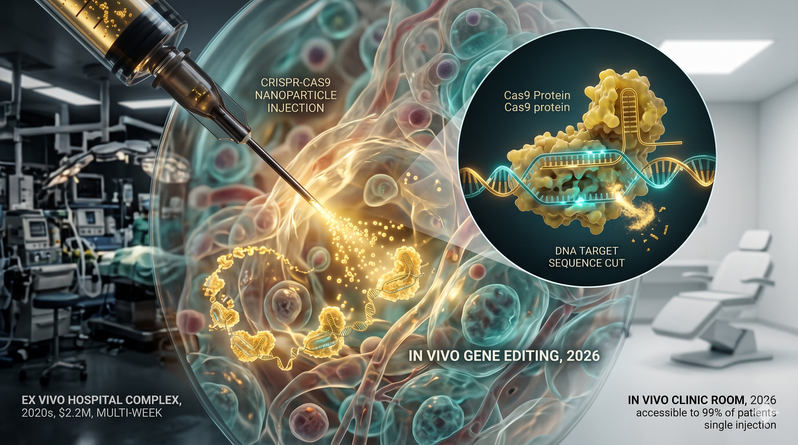 CRISPR 基因編輯 2026：從離體 Casgevy 到體內直接遞送的臨床轉折